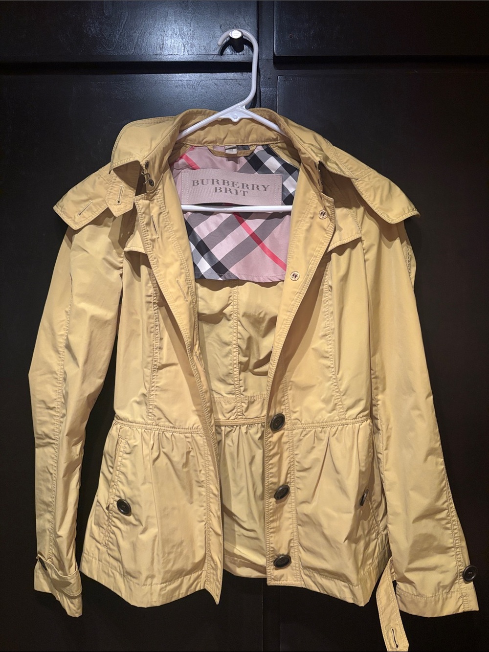 Burberry Yellow Trench Coat with Signature Check Lining